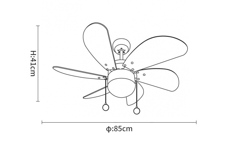 C001 33.5 inch 220v 6 mdf blades ceiling fans with light ac motor pull chain