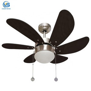 C001 33.5 inch 220v 6 mdf blades ceiling fans with light ac motor pull chain