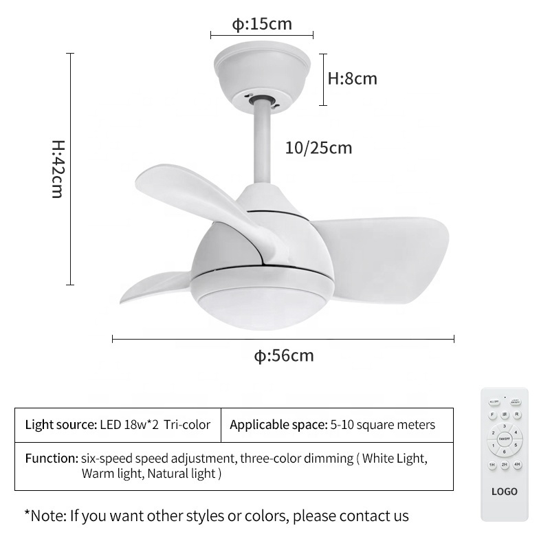 C089 DC 56CM inch ceiling fan with light kit  with remote control 56CM inch ceiling fan with light kit