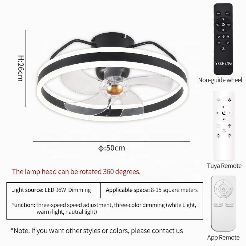 XD74 Bladeless ceiling fan with light fan lamp with App control Tuya Alexa Google control