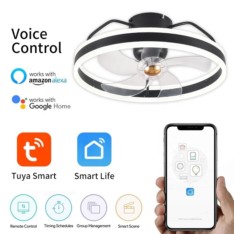 XD74 Bladeless ceiling fan with light fan lamp with App control Tuya Alexa Google control