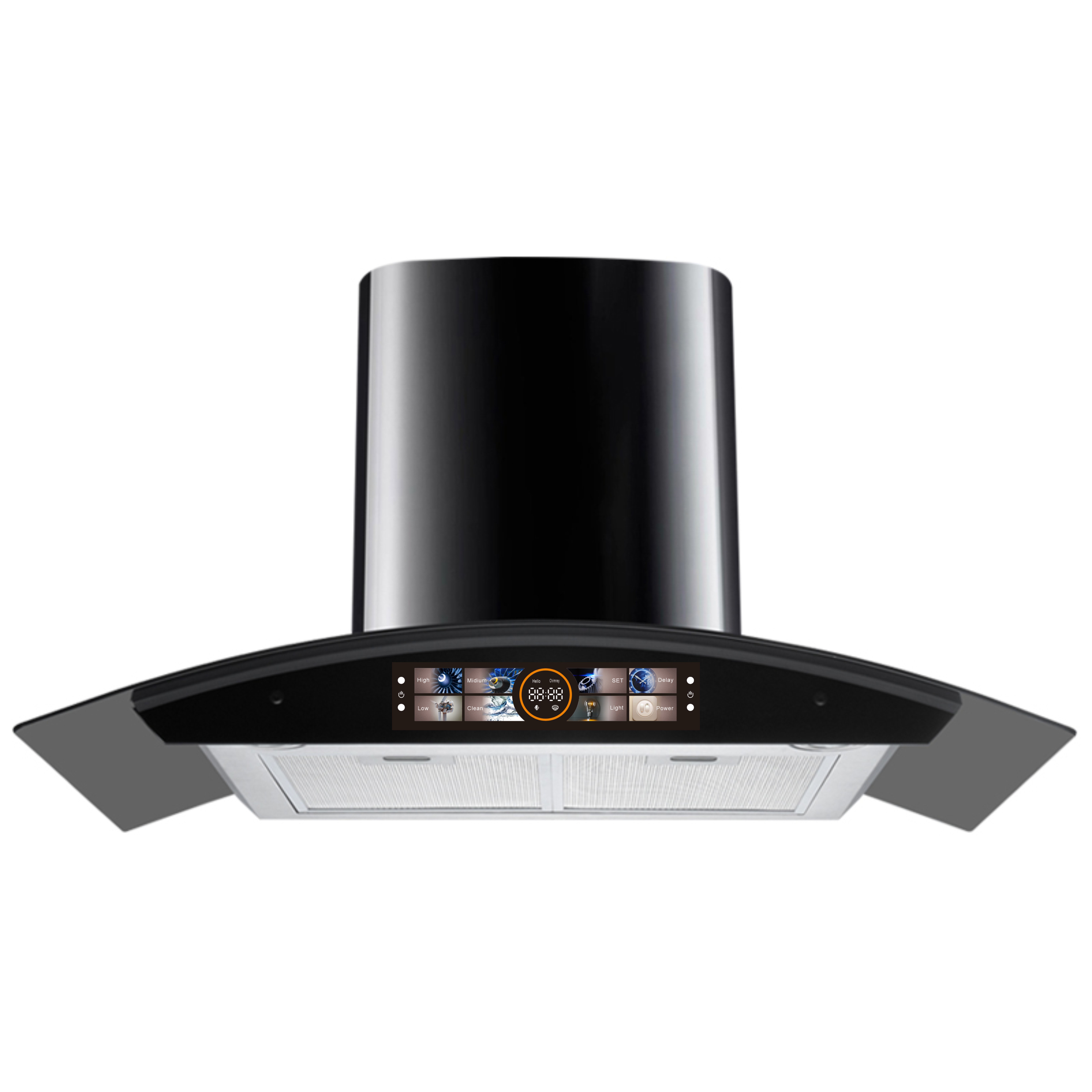 LED lightWall Mounted Range Hood Cooker Hood Touch Switch Chimney Hood