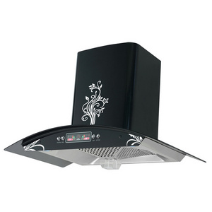 High quality factory wholesale new design 900MM SS black titanium housing colorful light chimney kitchen appliance range hood