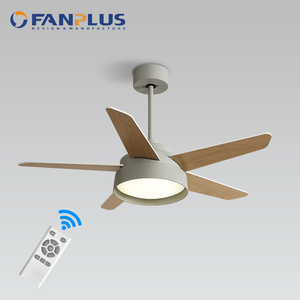 2024 Simple Modern 52inch Dc Motor 24w 5 Speeds Remote Control Bedroom Kids Room Quiet Decorative Electric Led Ceiling Fan Light