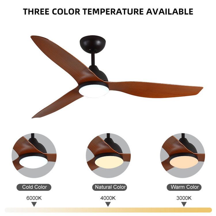 Morden Simple Design Indoor Decorative Large Ceiling Fan Office 52 Inch Metal Solid Wooden Led Chandelier Ceiling Fan With Light