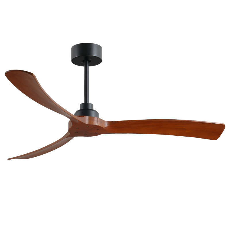 Retro Style 52-inch Remote Control Lightless Ceiling Fan Black Modern Bedroom Fan Solid Wood LED Ceiling Fan Light Electric TT