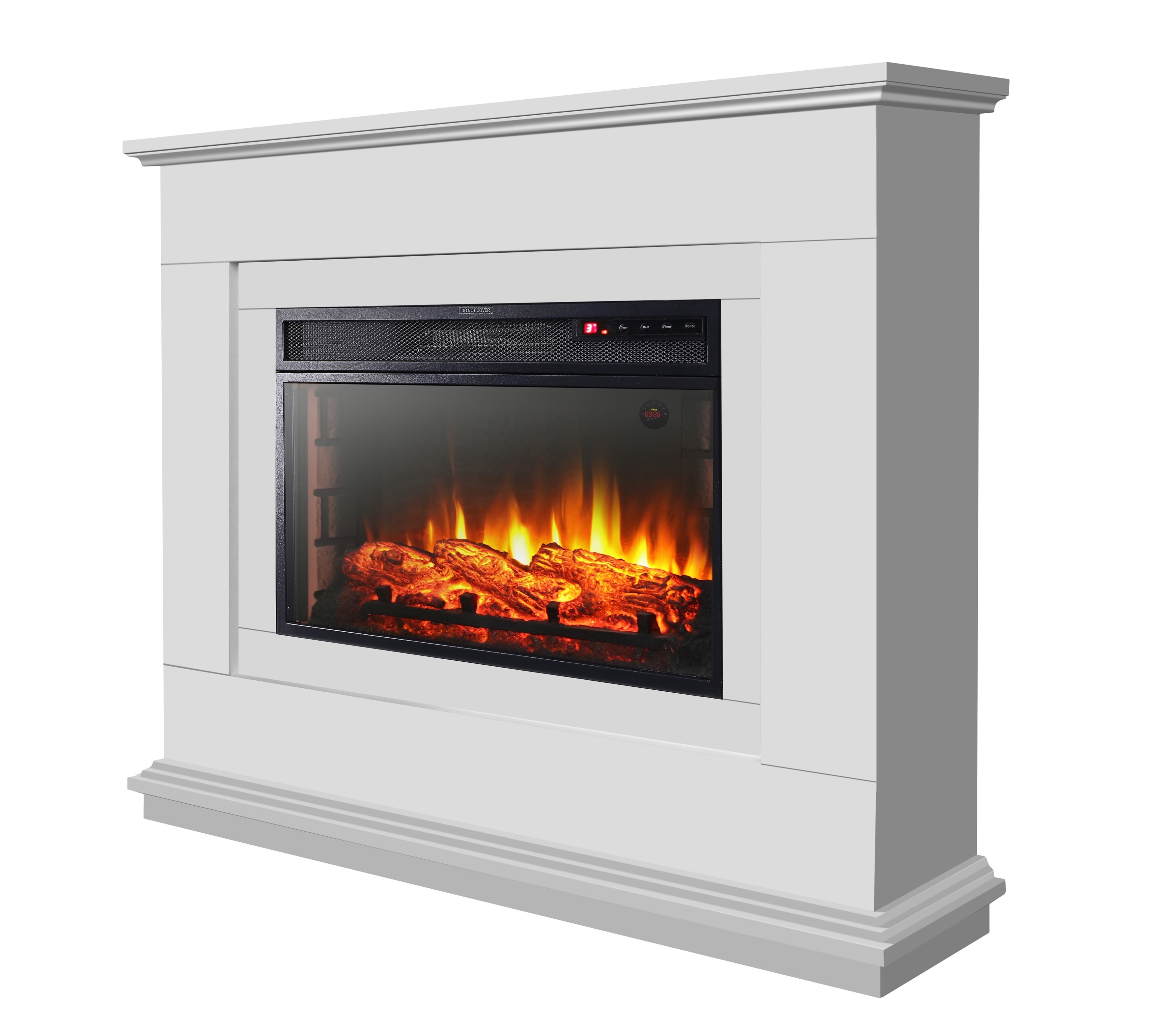 28-Inch Modern White Electric Fireplace Mantel Wall-Mounted 2000W Overheating Protection 1500W Corner Electric Fire Decoration