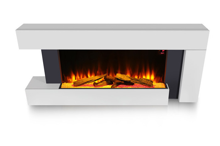 Modern wood decorative wall heater, insert LED flame hanging remote control electric fireplace