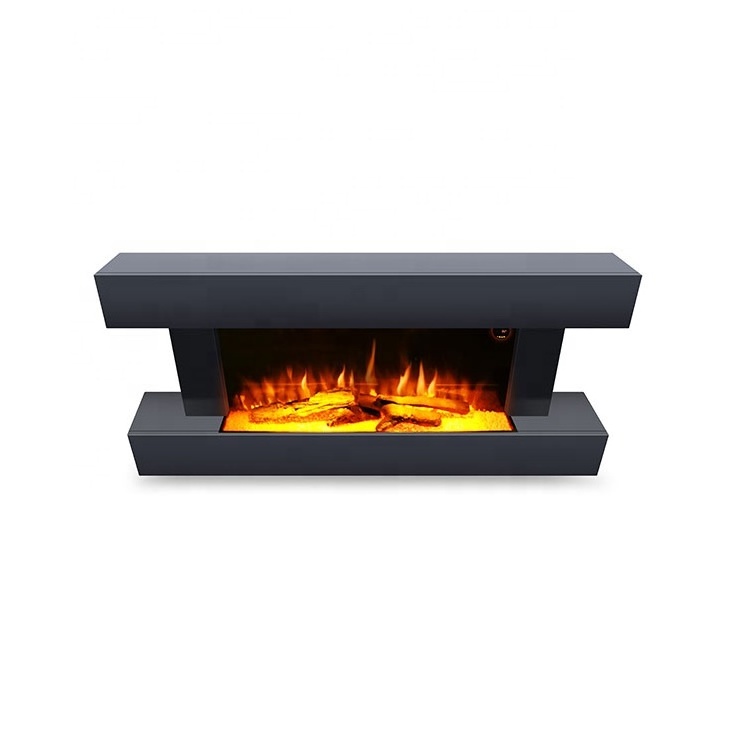 52-Inch Classic Grey Wooderm Electric Fireplace Wall Mounted Decor Household Hotel Overheat Protection Deodorization Functions