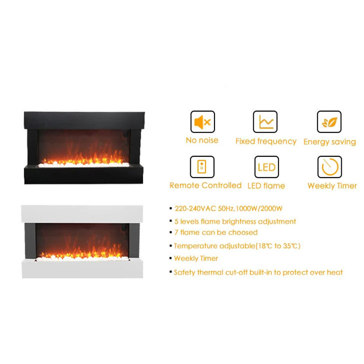 Modern Electric Fireplace Wall-Mounted Artificial Flame with Remote Control for Indoor Home Decor