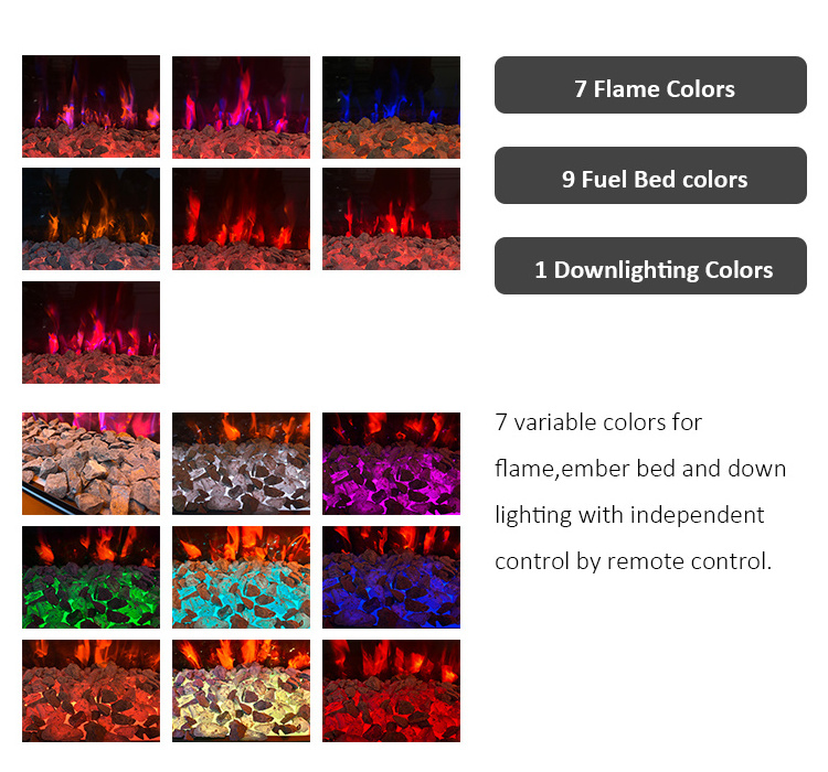 High quality artificial fake flame glass recessed or freestanding Built-in glass electric fireplaces 3 sides