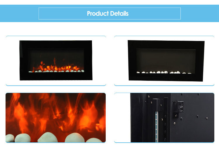 Electric fireplace 3d stove, hanging wide screen decorative digital electric fire place for US market