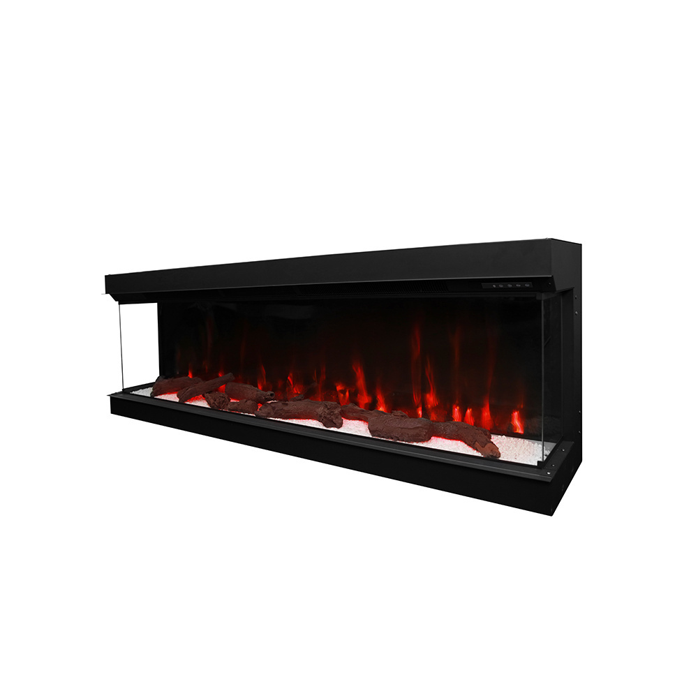 Wholesale modern decor decorative wifi remote controlled freestanding 3 sided electric fireplace 60 70 inch