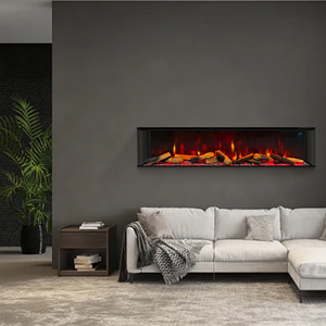 High quality artificial fake flame glass recessed or freestanding Built-in glass electric fireplaces 3 sides