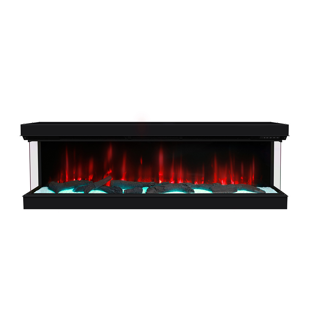 Wholesale modern decor decorative wifi remote controlled freestanding 3 sided electric fireplace 60 70 inch