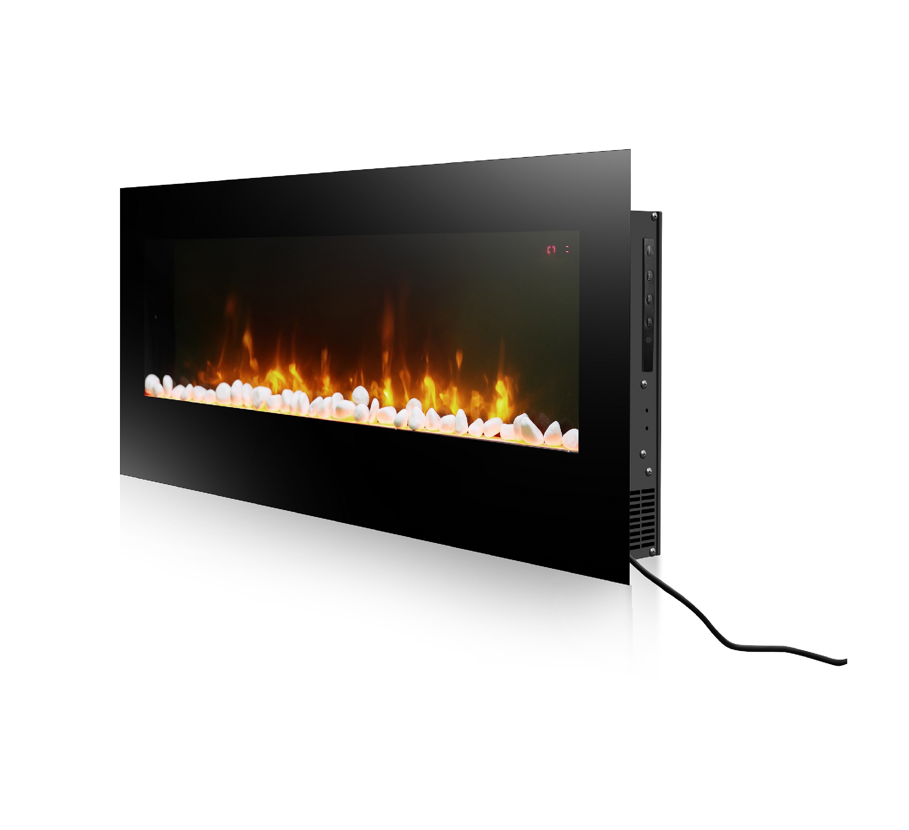 Decor flame 3D decorative wide screen wall mounted electric fireplace with led light heater