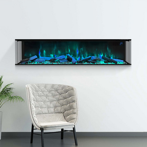 High quality custom flame color and size tempered glass insert or freestanding 70 inch 3 sided electric fireplace