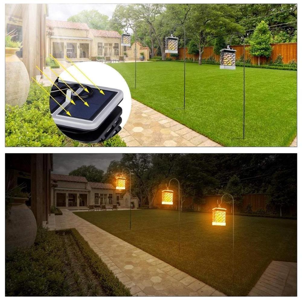 Hanging Hook Wireless Solar Garden Flickering Torches Flames Candle Lights Lantern Outdoor for Table Path Decoration