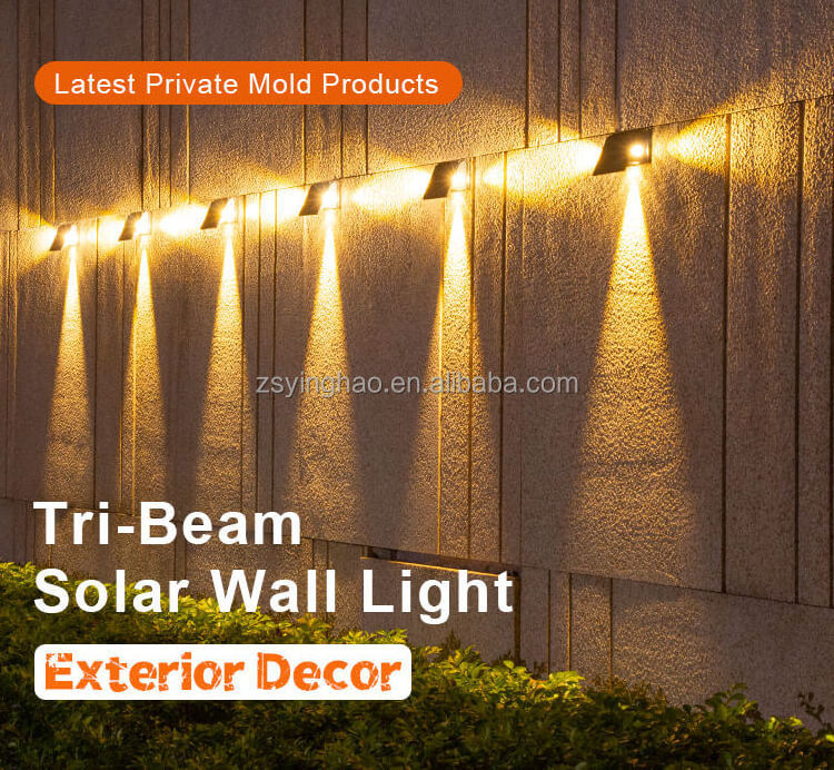 New Warm White Rgb Outside Decor Solar Wall Light Yard Waterproof  Led Garden Exterior Outdoor Wall Lamps Solar