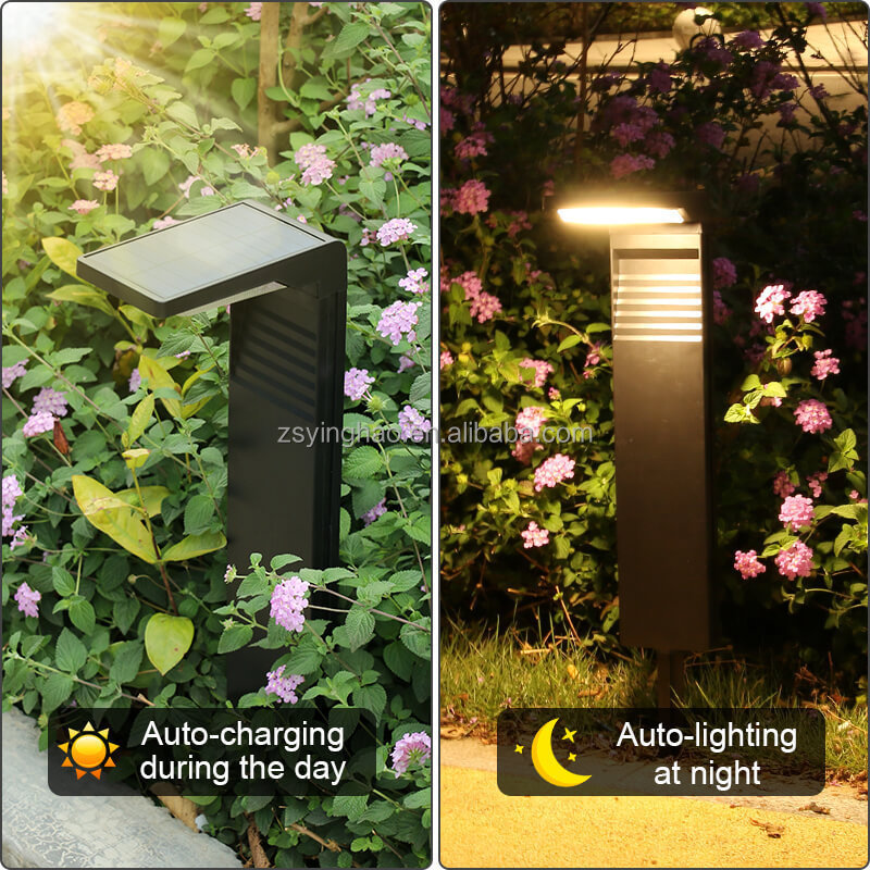 Waterproof Yard Lawn Patio Decorative Pathway Bollard Outdoor Garden Led Solar Power Landscape Light For Driveway