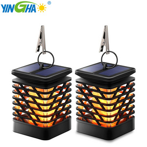 Waterproof Solar Lights Lanterns Sparkling Dancing Fire Outdoor Standing Hanging Solar Led Garden Flicker Flame Lights