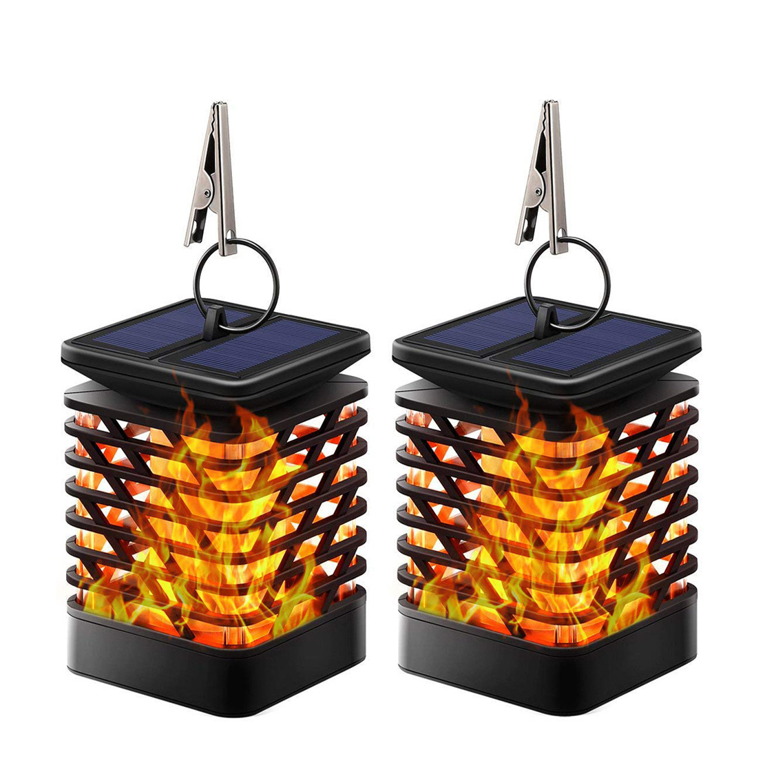 Hanging Hook Wireless Solar Garden Flickering Torches Flames Candle Lights Lantern Outdoor for Table Path Decoration