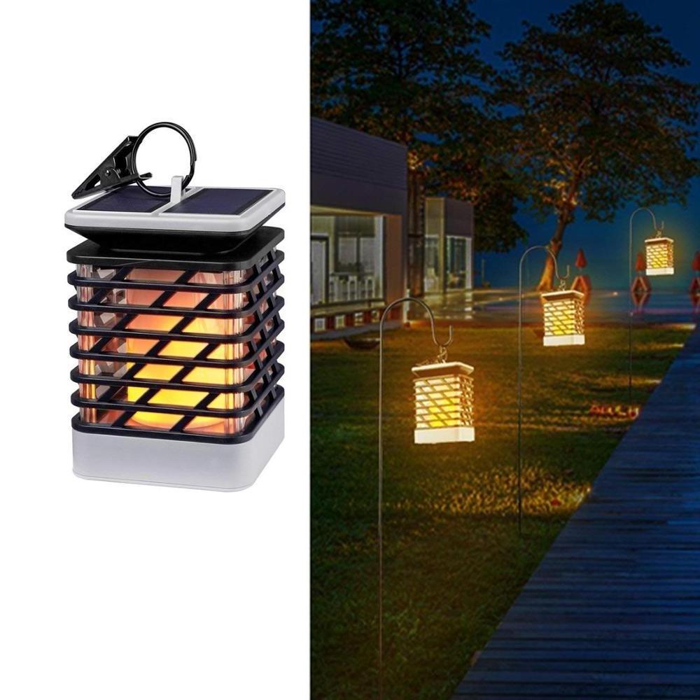 Hanging Hook Wireless Solar Garden Flickering Torches Flames Candle Lights Lantern Outdoor for Table Path Decoration