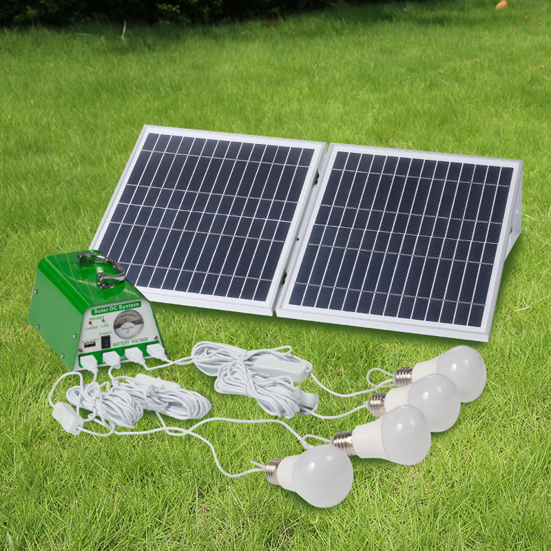 30W 11V multifunctional Foldable small solar panel Green lighting kit /solar bulb lighting system/for home /indoor / camping