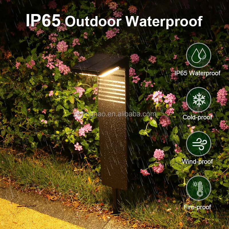 Waterproof Yard Lawn Patio Decorative Pathway Bollard Outdoor Garden Led Solar Power Landscape Light For Driveway