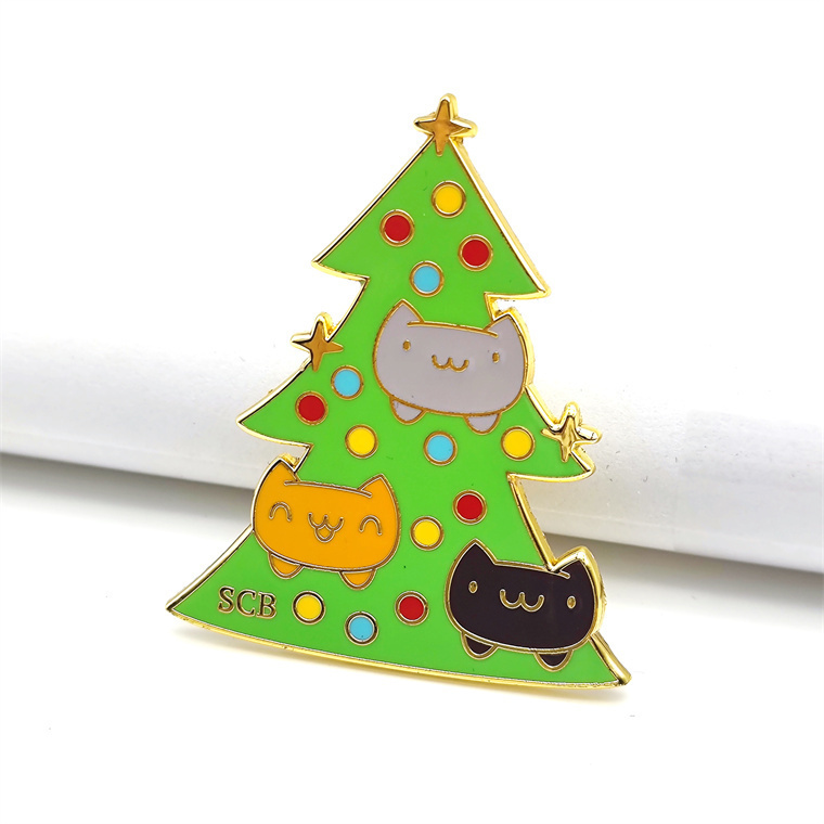 Metal Crafts Manufacturer Direct Sell Pin Metal Cute Cartoon Anime Christmas Tree Hard Soft Enamel P