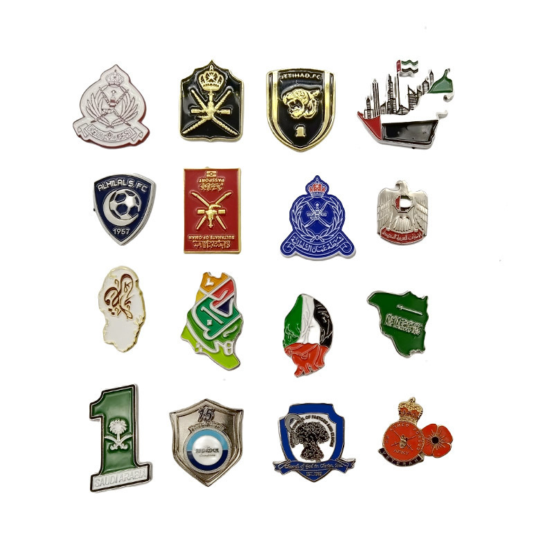 Free Mould  UAE Animal Cool Boy Saluted Soft Enamel Metal Mobile Phone Badges With Sticker