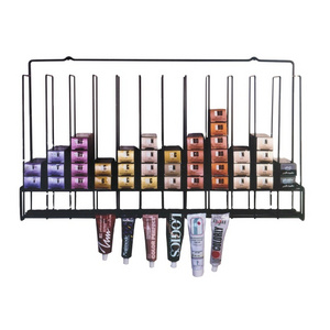 Custom Metal Wire Black Wall Mount Salon Slot Wall Rack Hair Color Tube Storage Rack Hair Dye Display Rack