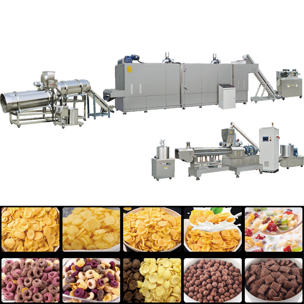 Chocolate corn puff snacks machine cereal corn flakes extruder puffed corn rice food processing line rice milling machine