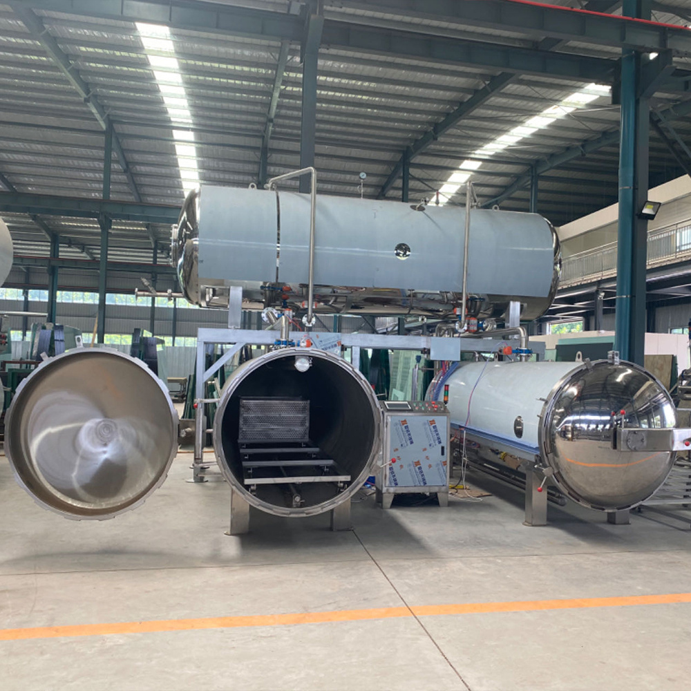 Automatic Horizontal Sterilizer for Meat and Dairy Milk Pasteurization with PLCEngine Motor Pressure Vessel Water Spray Retort