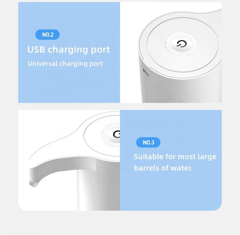 Mini USB Charge Electric Automatic Drinking Water Portable Water Dispenser Pump Hot and Cold Water Dispenser Stand Plastic White