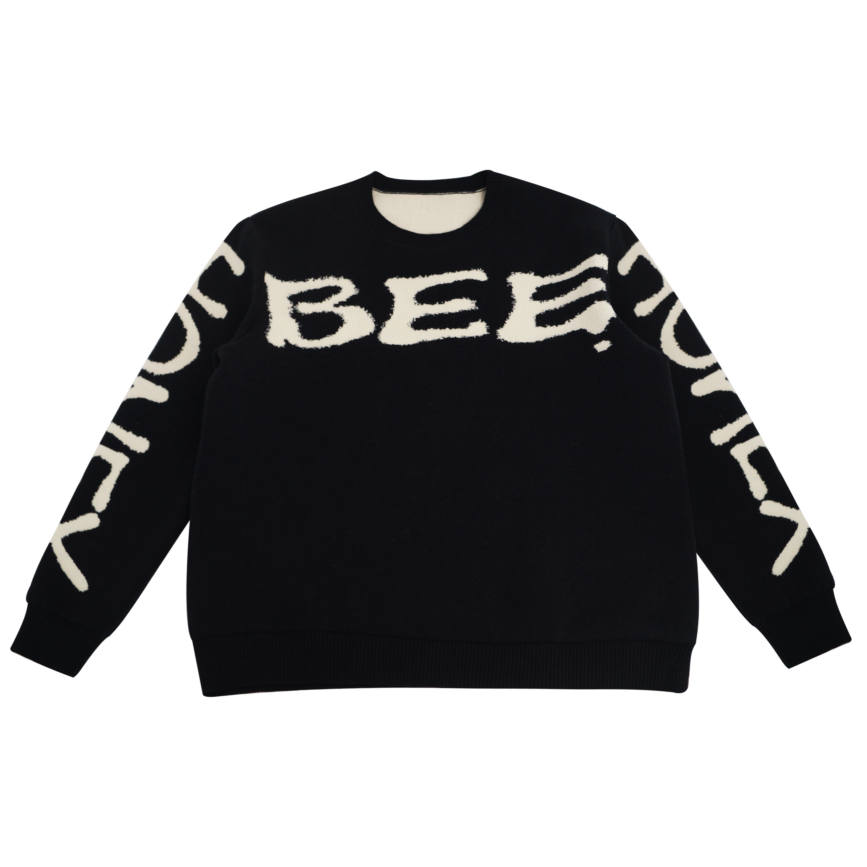 Jacquard letters BEE long-sleeved knit sweater winter knit sweater men's knit sweater pullover