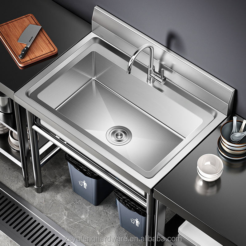 Outdoor Garden Sink double Trough  Stainless Steel Utility Commercial Kitchen Washing Hand Basin Station Sink for Backyard