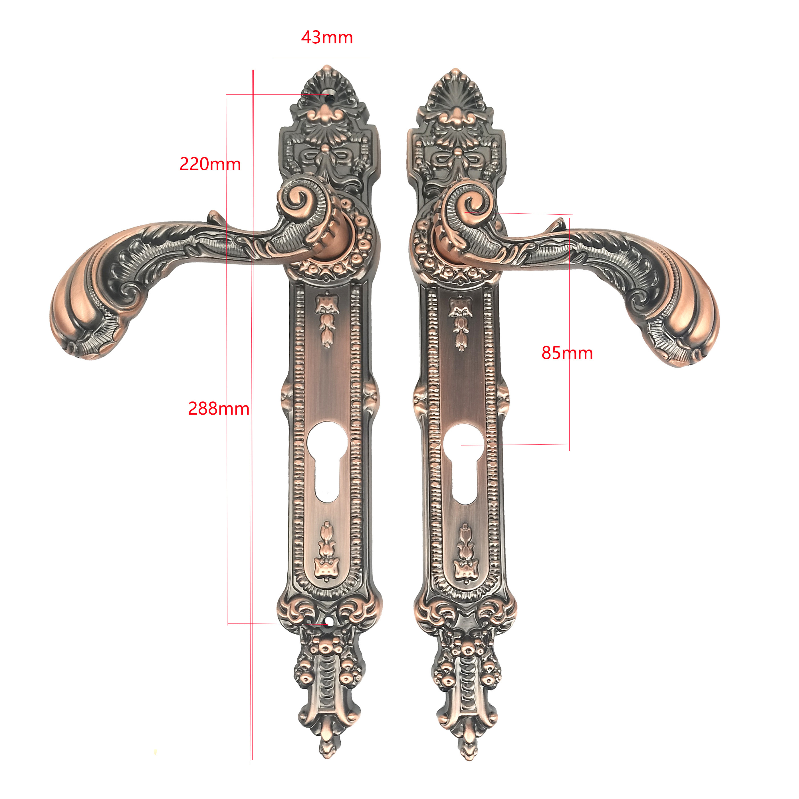 Waterproof Courtyard Gate Lock European Style Zinc Alloy Aluminium Wooden Mechanical Door Lock Handle Lock