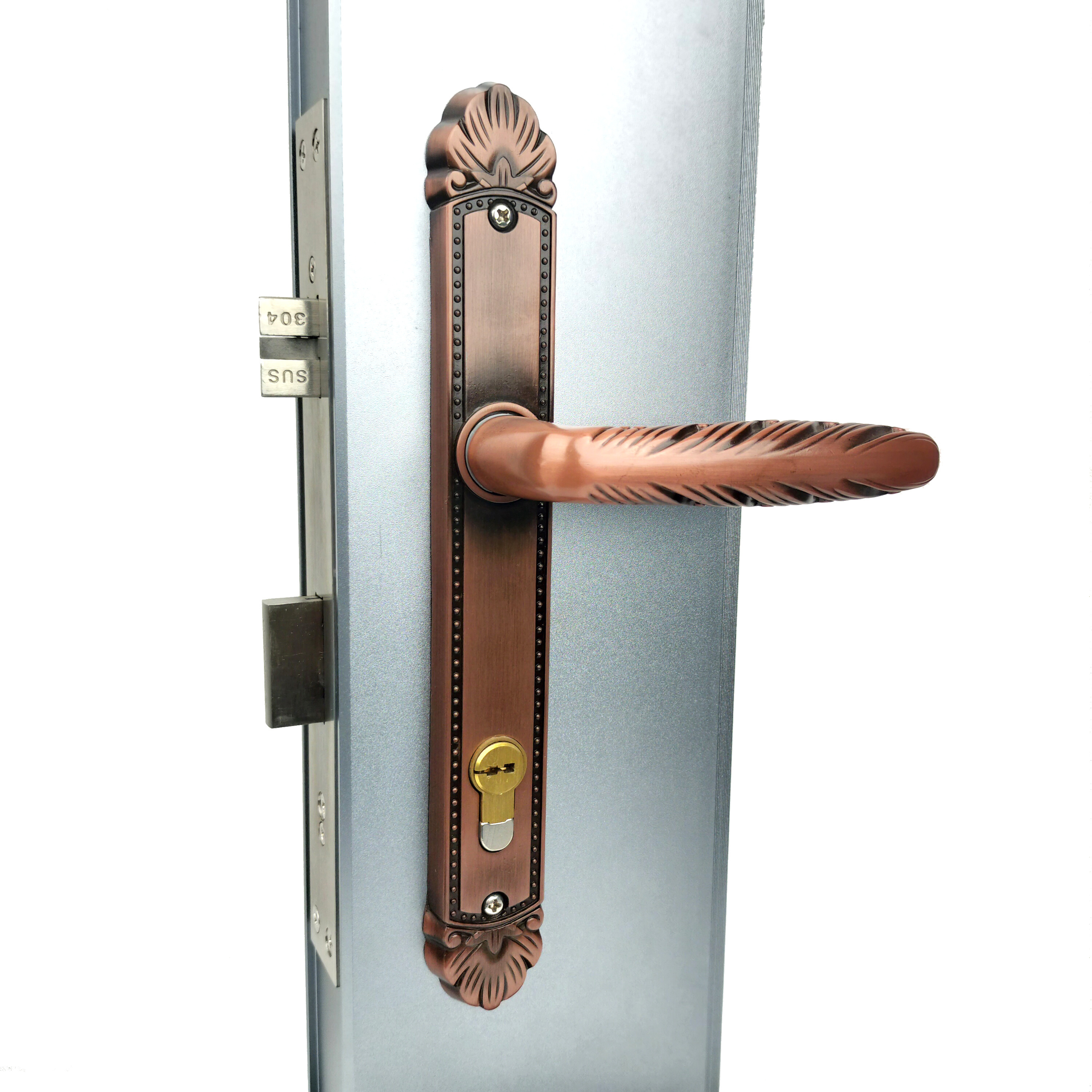 Waterproof Courtyard Gate Lock European Style Zinc Alloy Aluminium Wooden Mechanical Door Lock Handle Lock