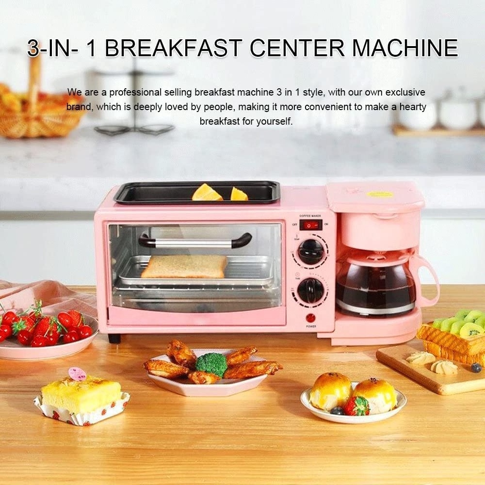 Retro 3 in 1 Household Breakfast Maker Electric Toaster Sandwich Machine with Frying Pan and cooking pot