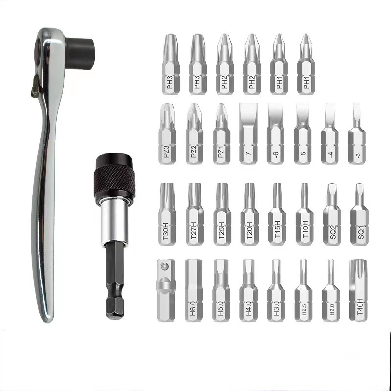 32 in 1 narrow space ratchet screwdriver with bidirectional forward and reverse rotation L-shaped elbow corner disassembly screw