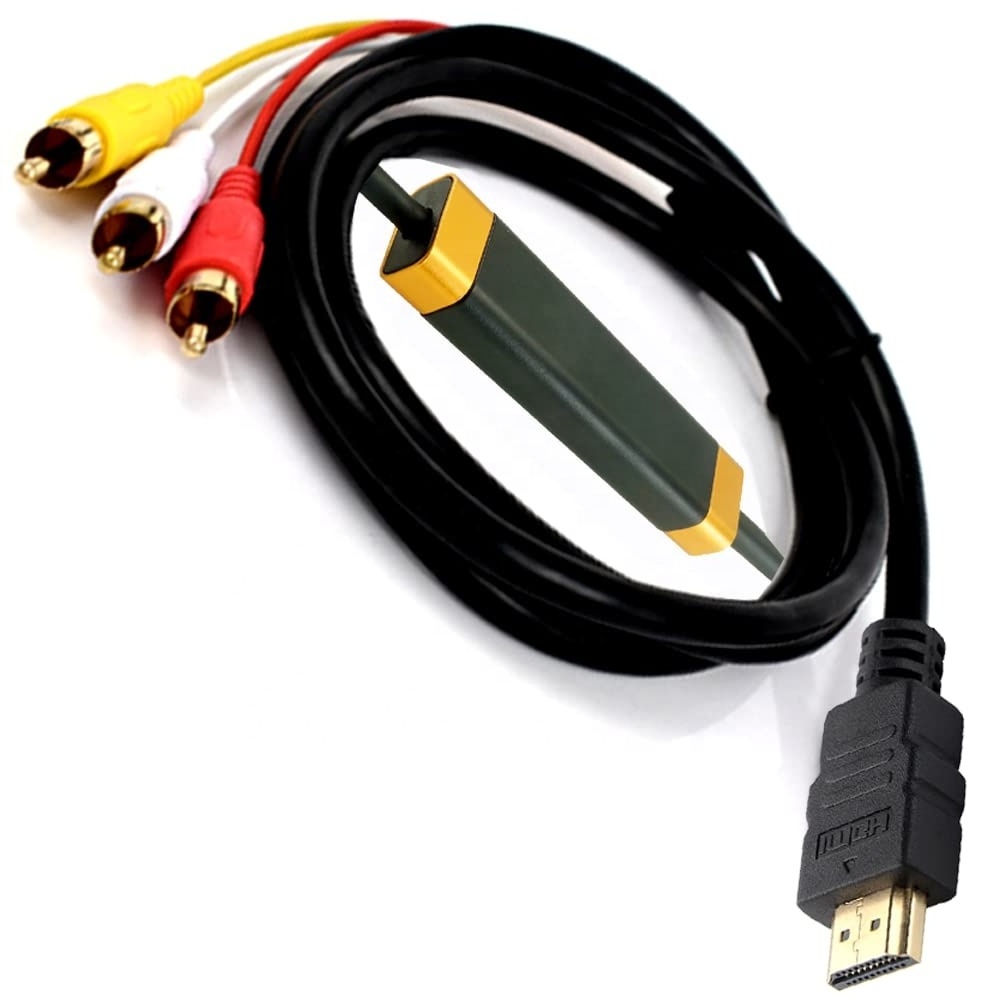 HDMI Male to 3-RCA AV Cable Video Audio Component Converter Adapter 1080P Cable HDMI to RCA Cable 6FT with IC for TV HDTV DVD