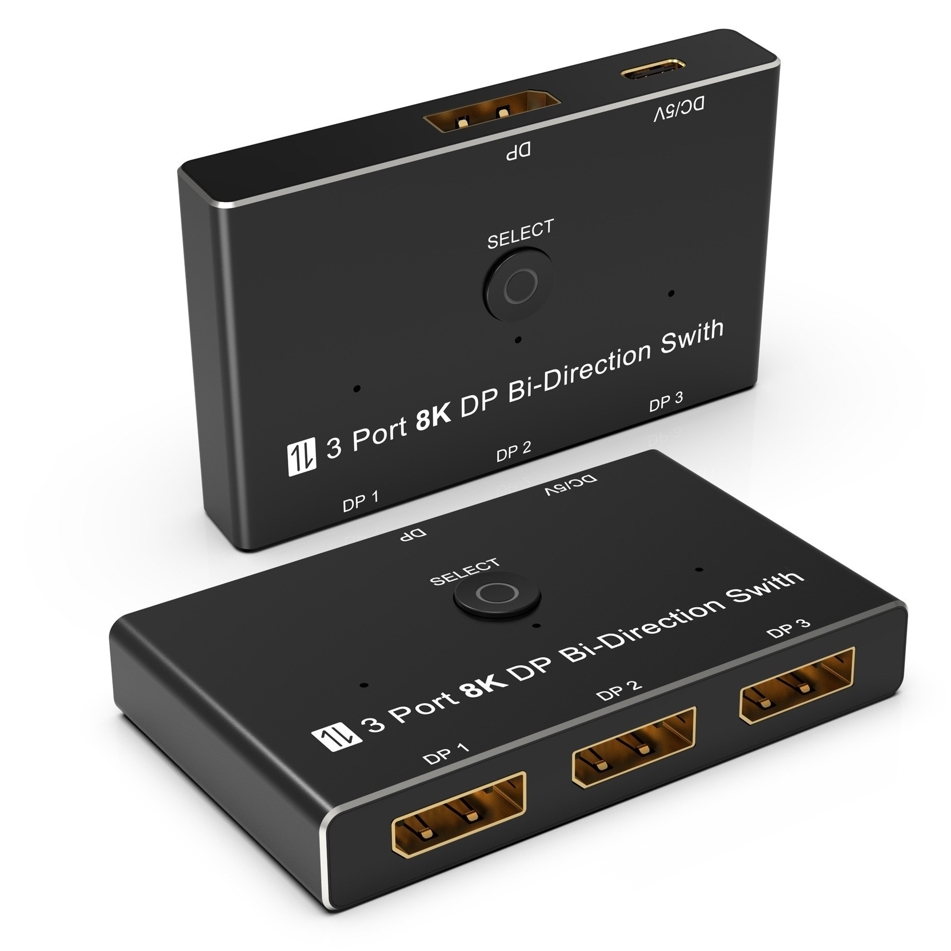 Switcher Bi-Direction 8K@30Hz 4K@120Hz Splitter Converter 3 Port DisplayPort 8K DP 1.4 Switch for Multiple Source and display