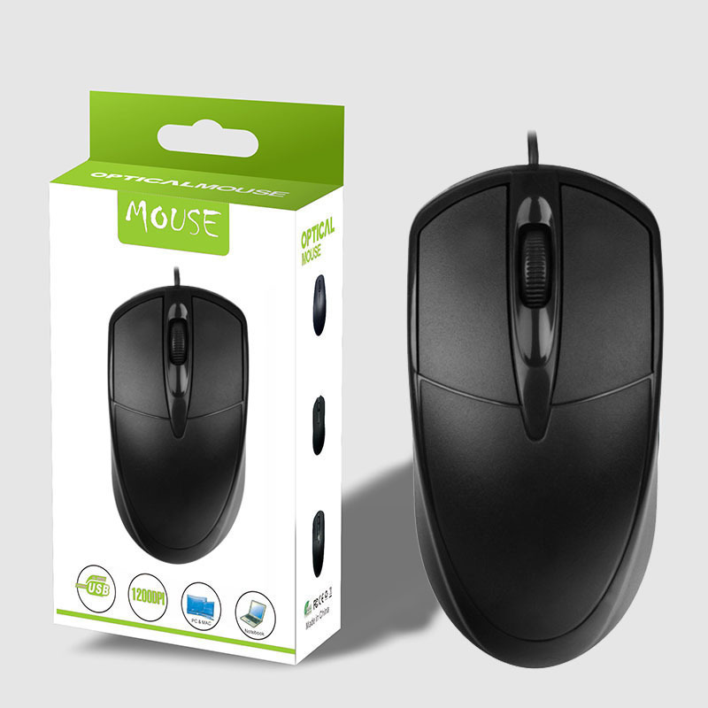 Wholesale DPI1000 ergonomic standard computer 3D USB wired optical mouse for office home gaming