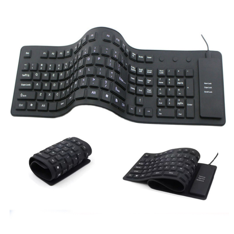 Slim Silicone wired Keyboard Ultra Thin Foldable Keyboard for Tablet PC Portable Mini Folding Keyboard