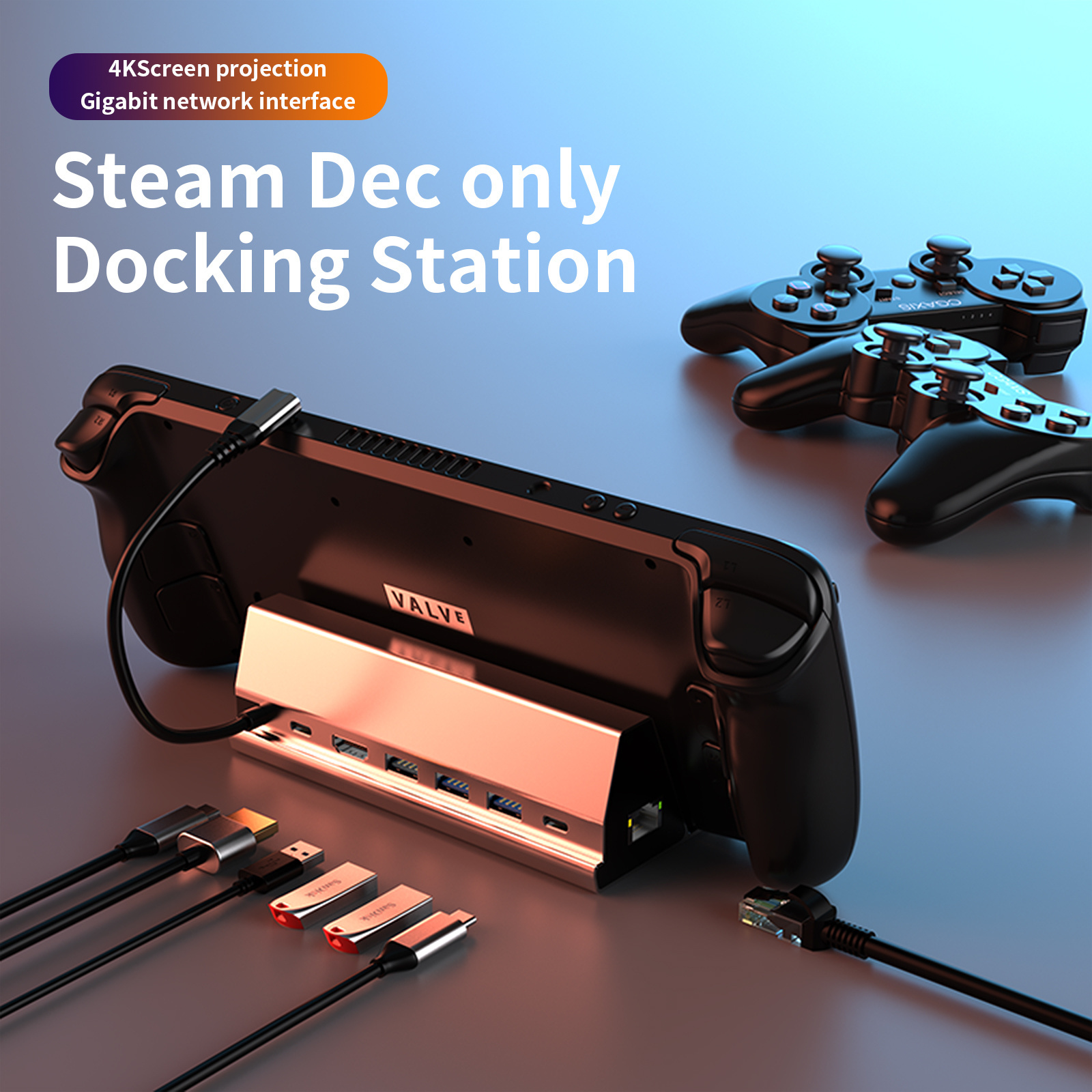 7 in 1 90 Degrees Type C Multi-Function Rack USB HUB Supports PD 100W HDMI 4K RJ45 1000M laptop tablet stand Docking Station