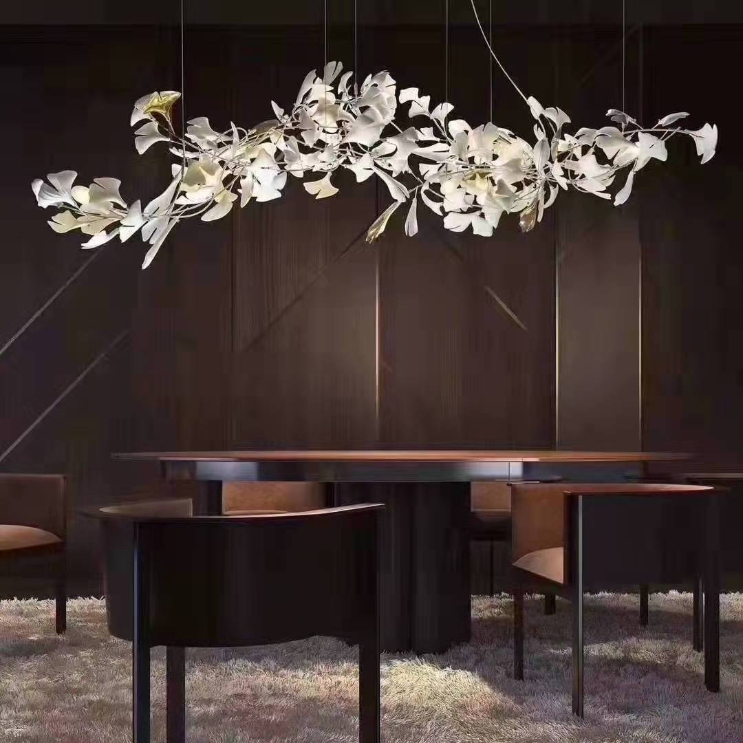 AOSIHUA Modern simple ceramic ginkgo leaf restaurant lamp postmodern designer sales department hotel branch art chandelier