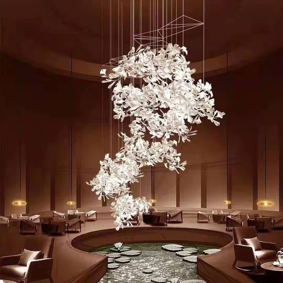 AOSIHUA Modern simple ceramic ginkgo leaf restaurant lamp postmodern designer sales department hotel branch art chandelier