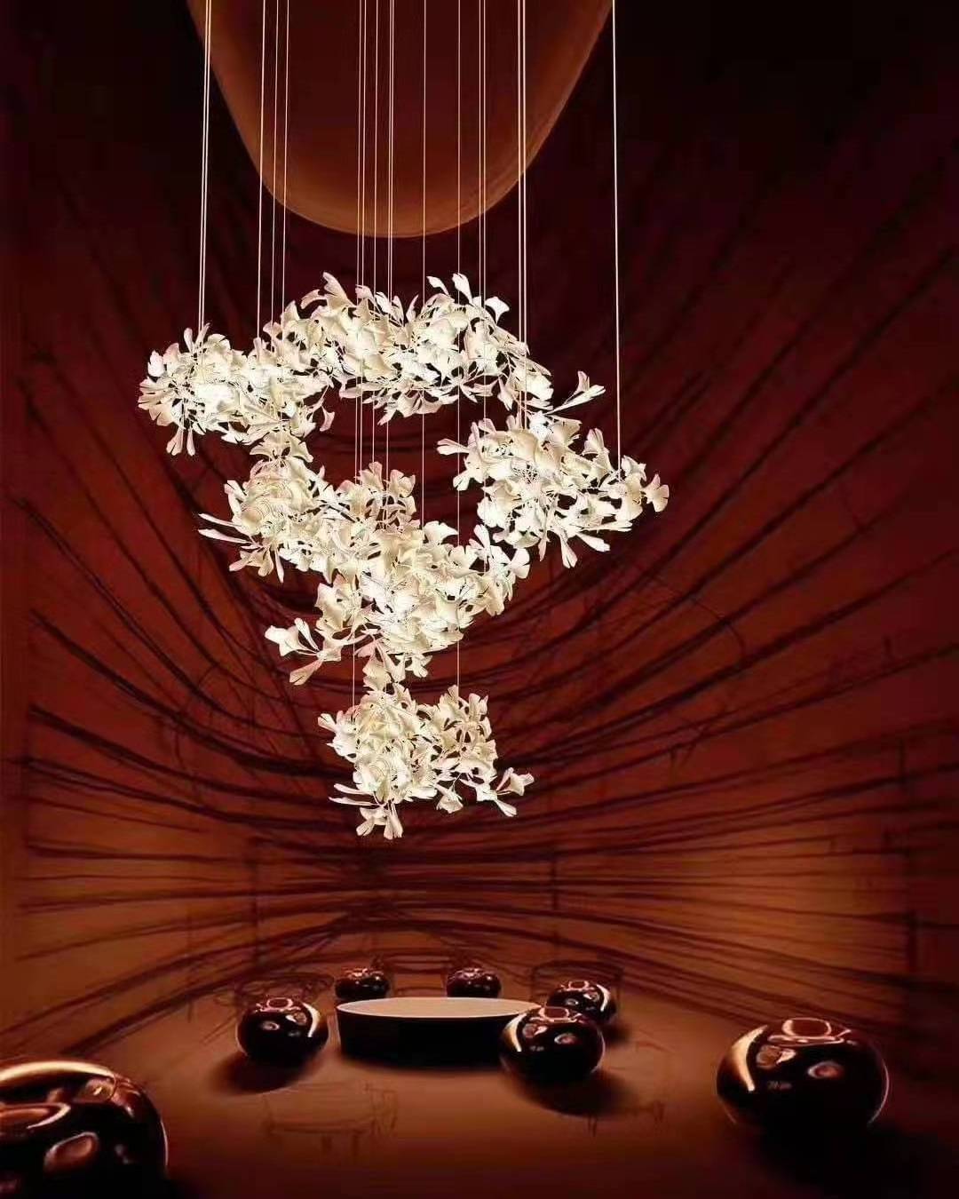 AOSIHUA Modern simple ceramic ginkgo leaf restaurant lamp postmodern designer sales department hotel branch art chandelier