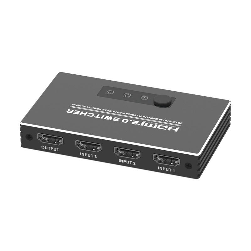 High quality 3*1 hdmi 2.1 switch Gray high speed 8k 60hz hdmi switch Metal case hdmi 2.0 switch 3 in 1 out